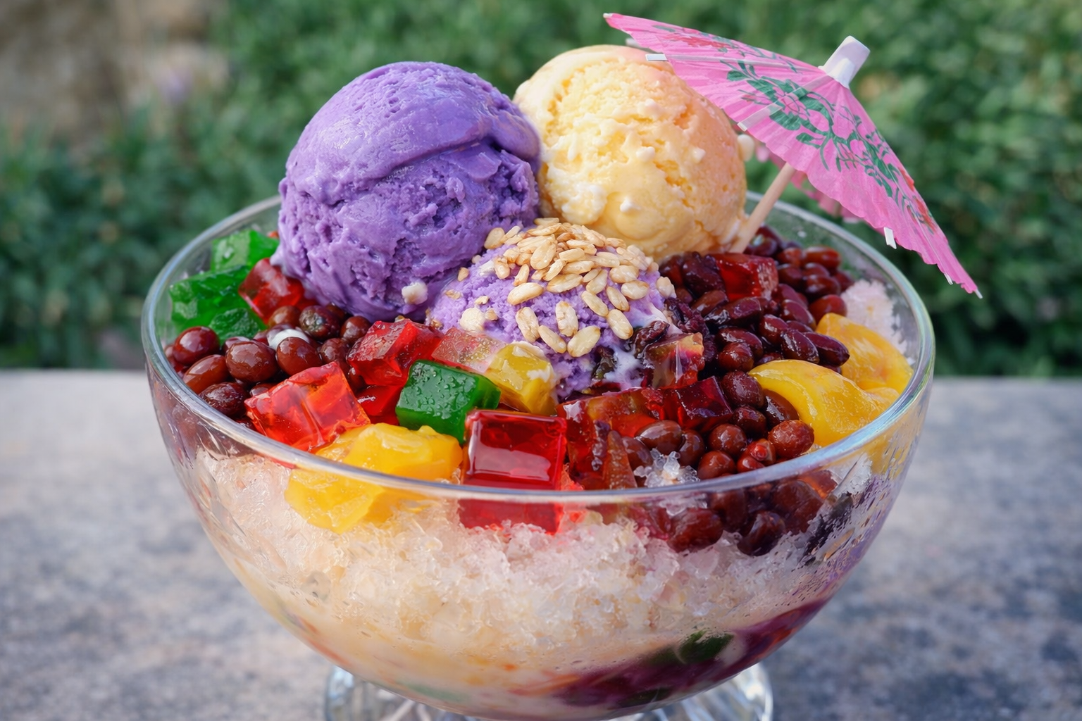 우베가 들어간 형형색색 예쁜 빙수 할로할로